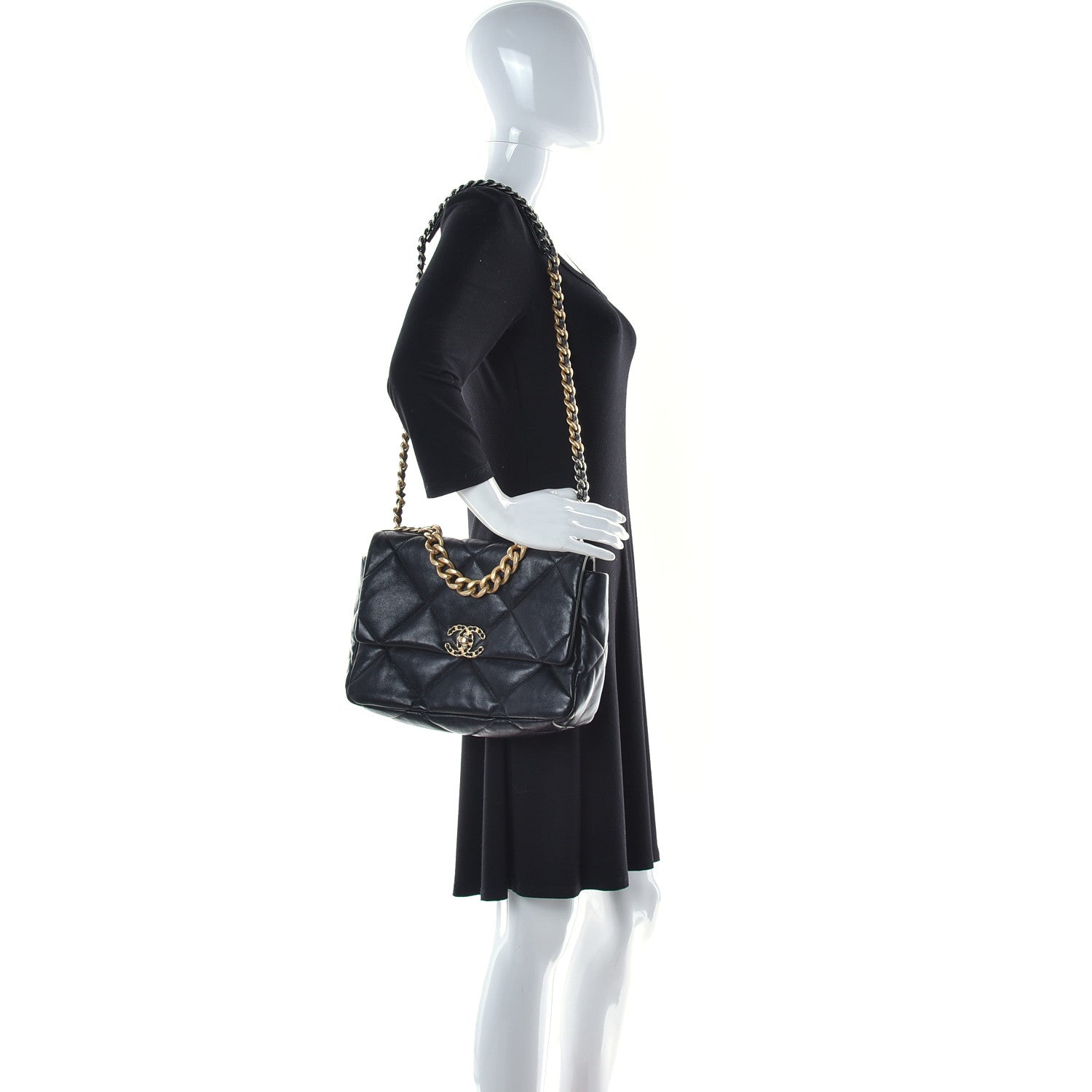 Chanel Lambskin Quilted Large Chanel 19 Flap Black 3 of 10