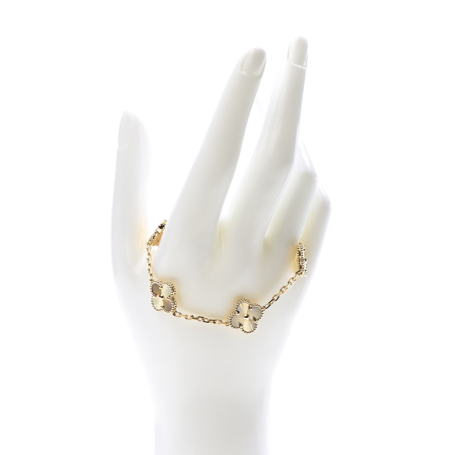 Van Cleef & Arpels 18K Yellow Gold 5 Motifs Guilloche Vintage Alhambra Bracelet 2 of 7