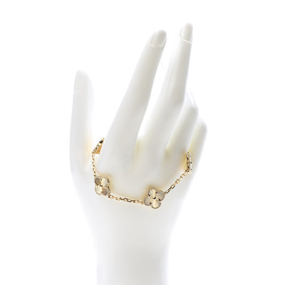 Van Cleef & Arpels 18K Yellow Gold 5 Motifs Guilloche Vintage Alhambra Bracelet 2 of 7