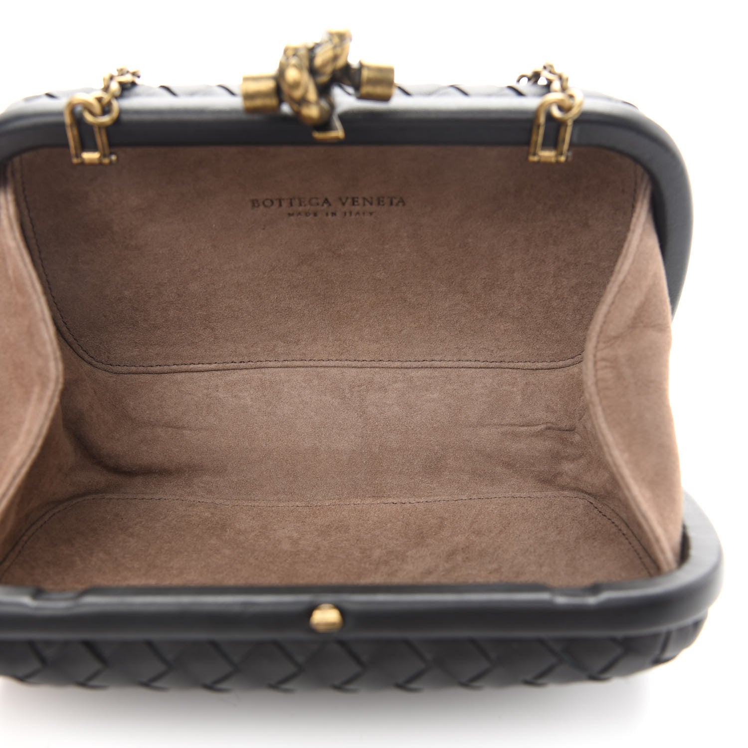 Bottega Veneta Nappa Intrecciato Chain Knot Clutch Black 6 of 7