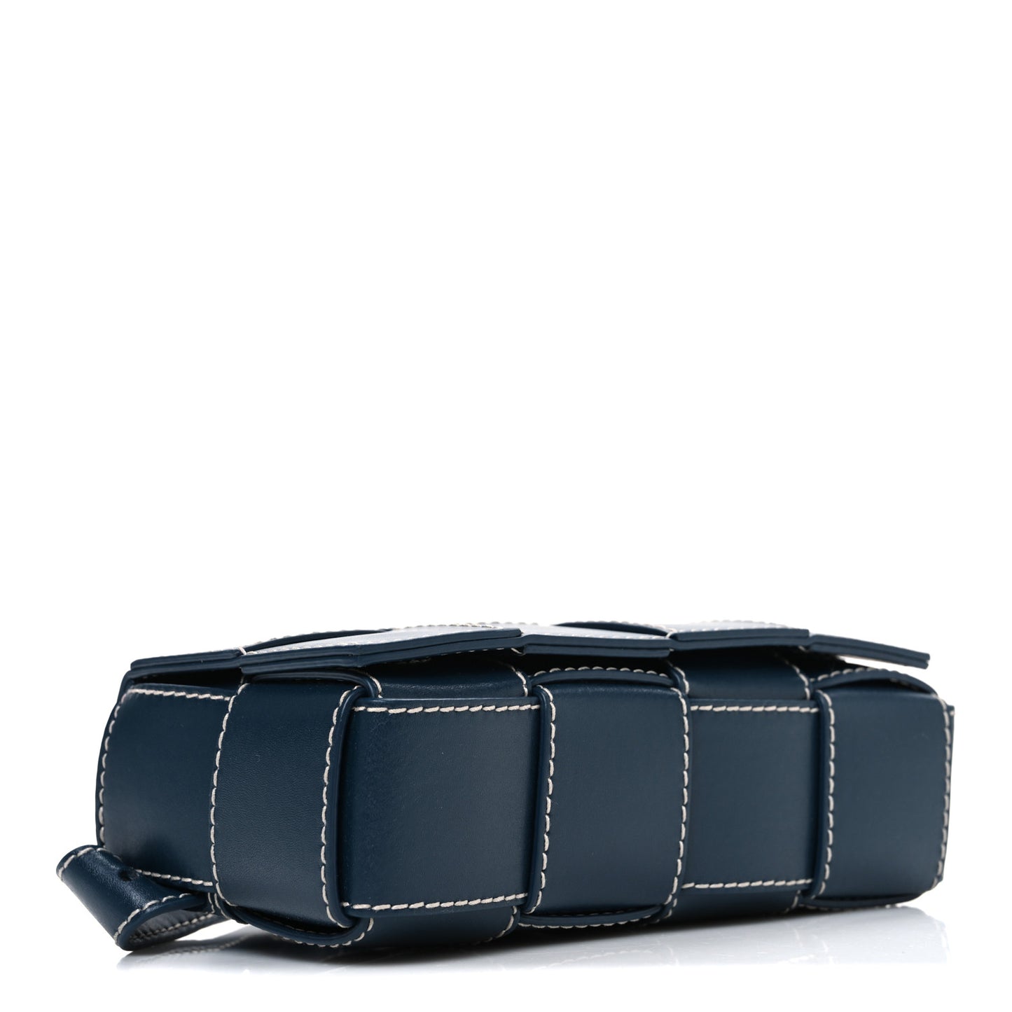 Lambskin Maxi Intrecciato Urban Stitch Mini Cassette Belt Bag Deep Blue