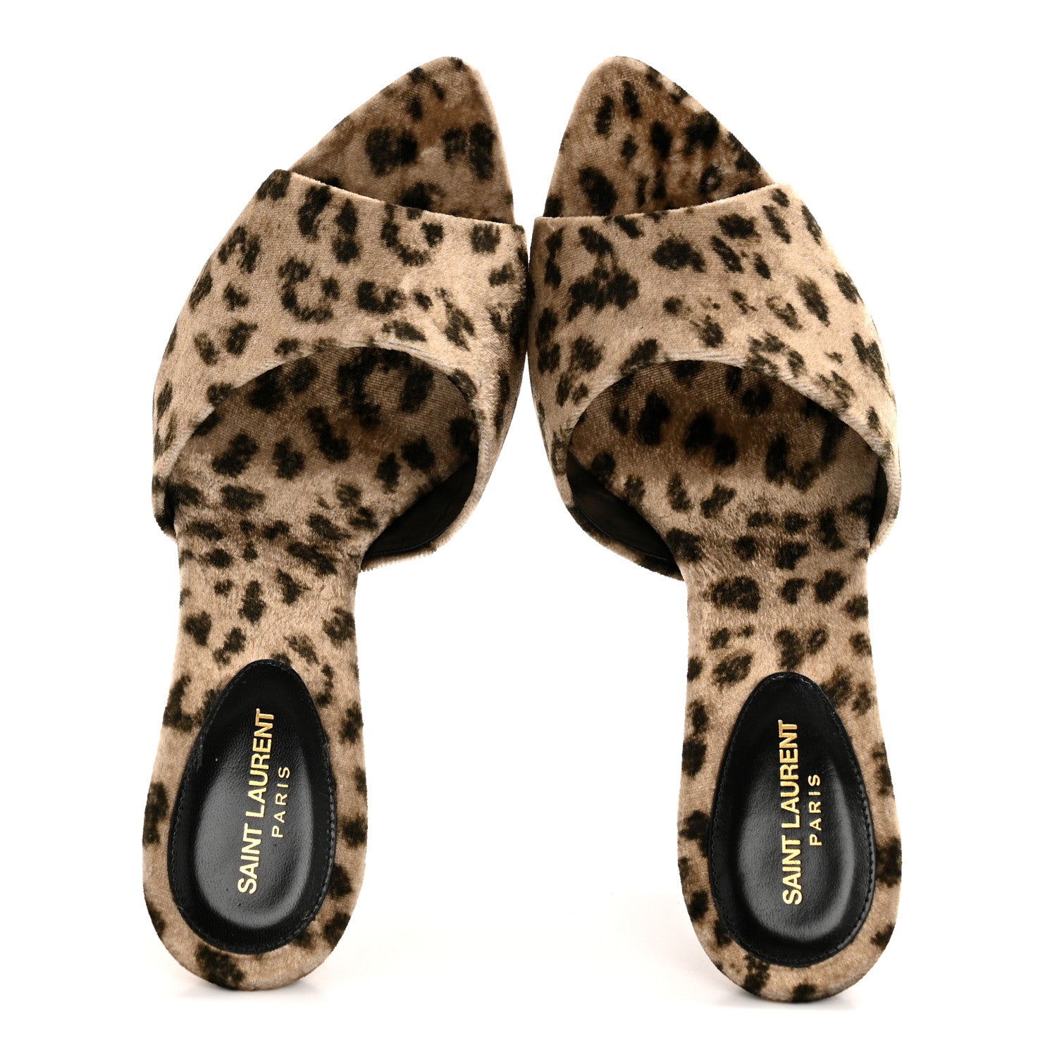 Saint Laurent Velvet Leopard Print Gippy 105 Sandals 38.5 Manto Naturale 2 of 10