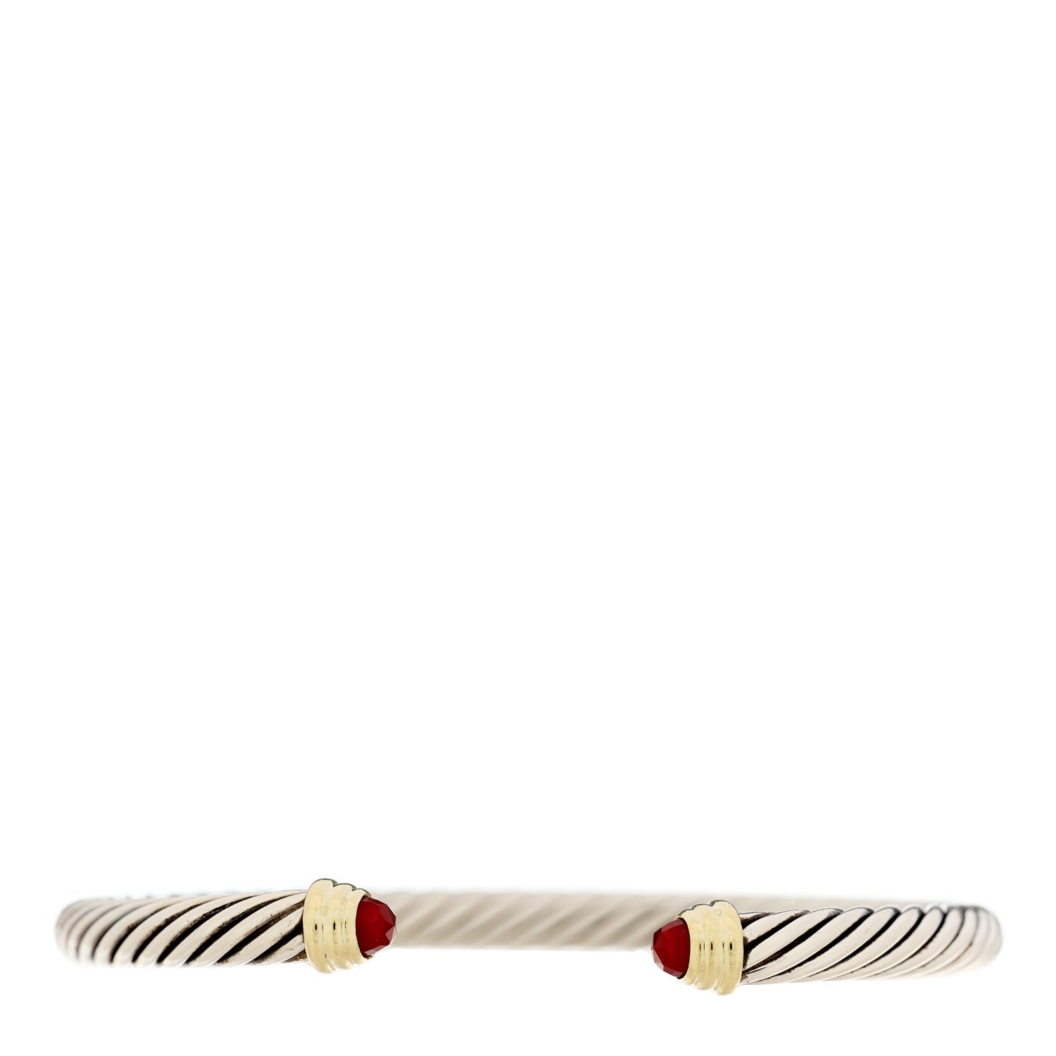 David Yurman Sterling Silver 14K Yellow Gold Carnelian 5mm Cable Classics Petite Color Bracelet 1 of 3