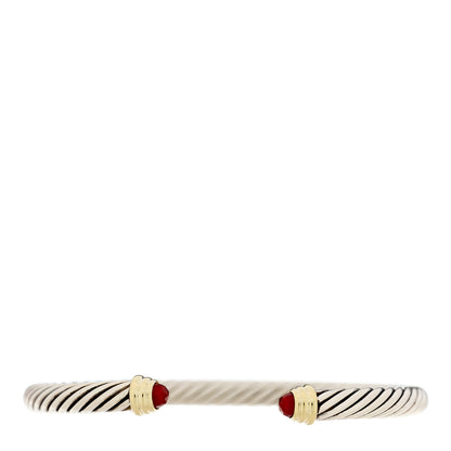 David Yurman Sterling Silver 14K Yellow Gold Carnelian 5mm Cable Classics Petite Color Bracelet 1 of 3