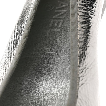 Chanel Metallic Aged Calfskin Cap Toe CC Ballerina Flats 40.5 Silver 15 of 15