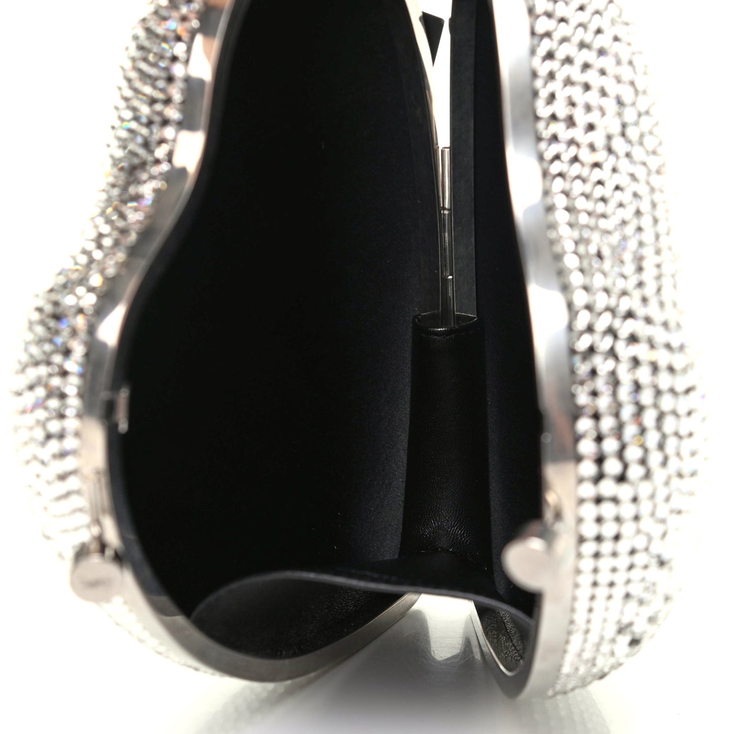 Swarovski Crystal Heart Love Box Clutch Bag Silver