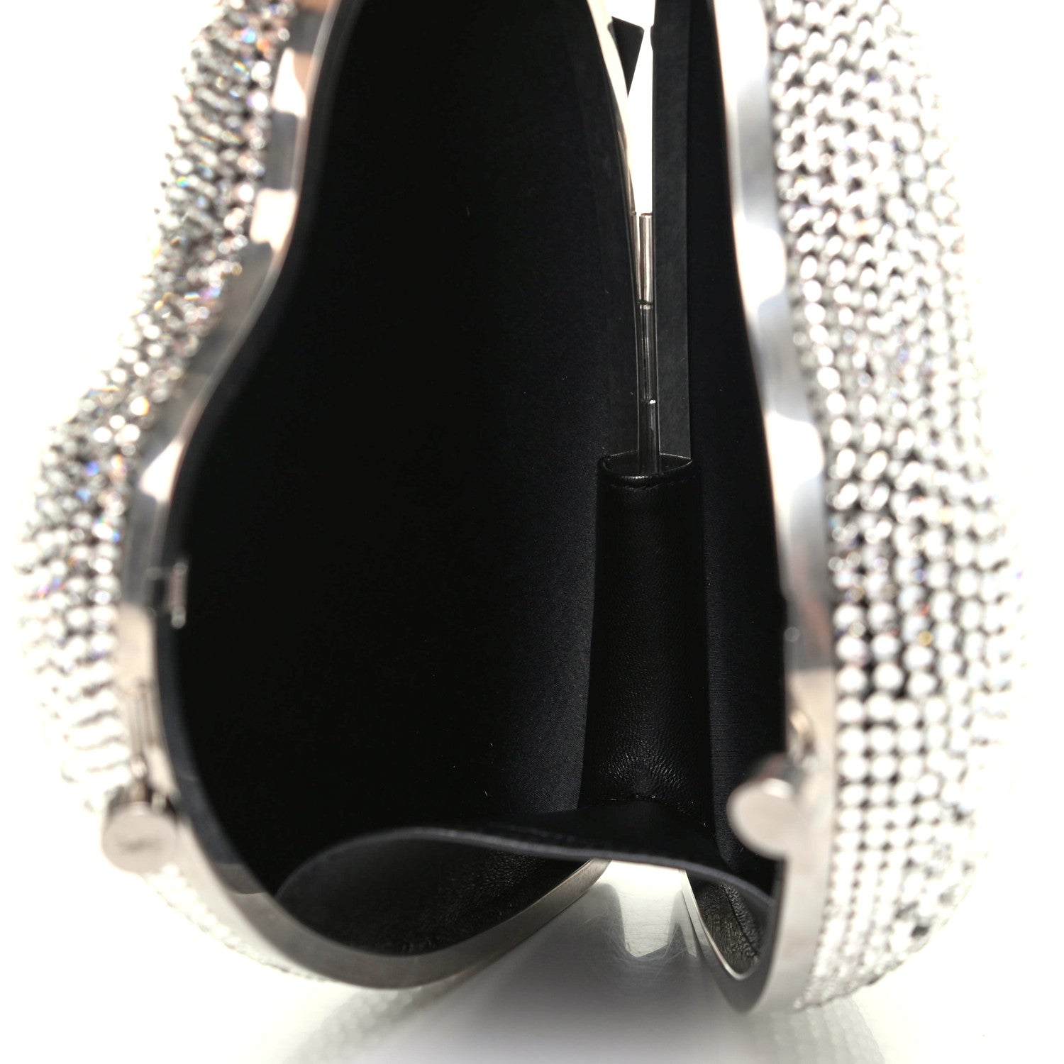 Saint Laurent Swarovski Crystal Heart Love Box Clutch Bag Silver 5 of 6