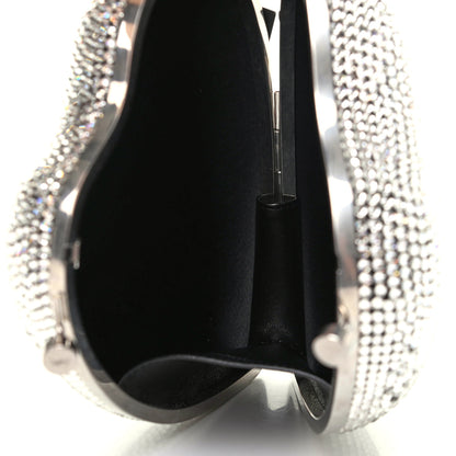 Saint Laurent Swarovski Crystal Heart Love Box Clutch Bag Silver 5 of 6