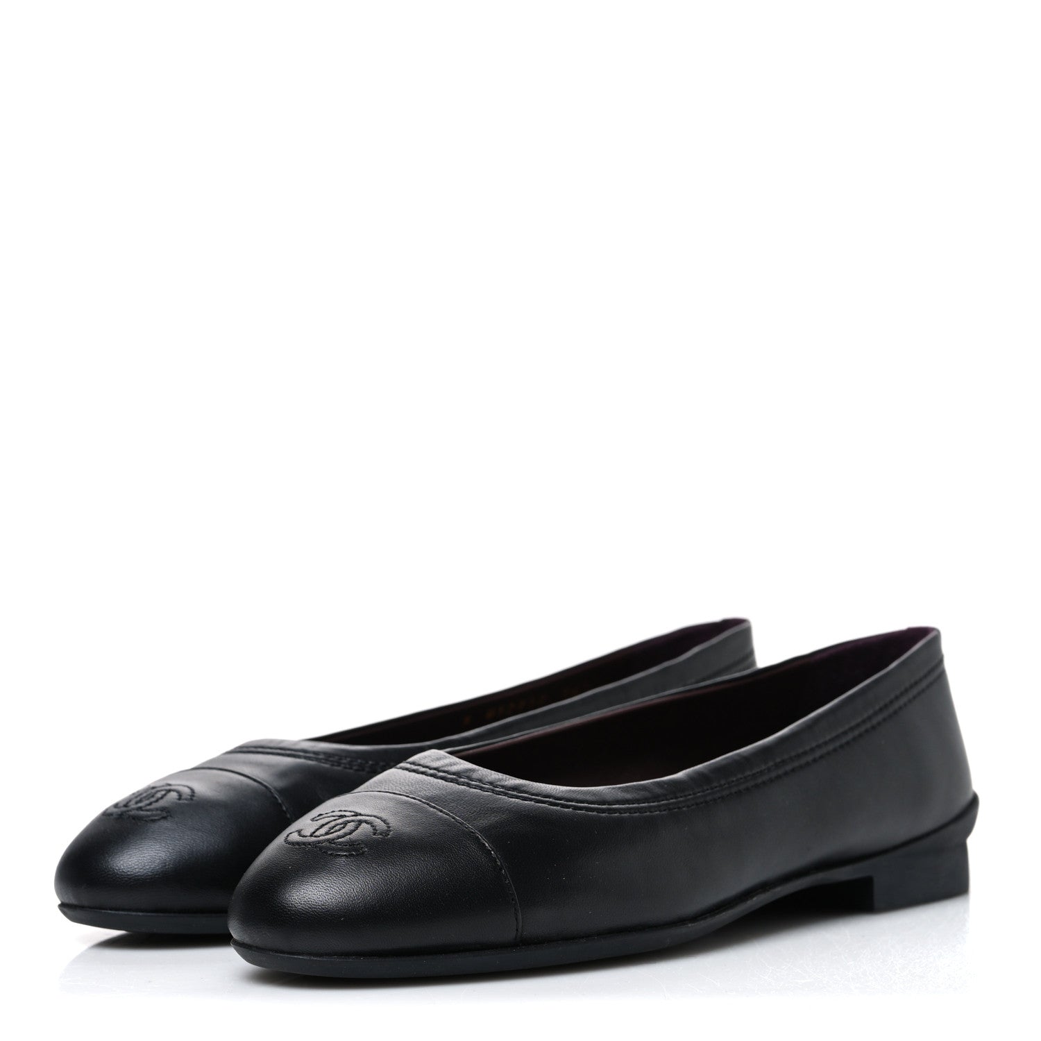 Chanel Lambskin Cap Toe CC Uniform Ballerina Flats 36.5 Black 4 of 10