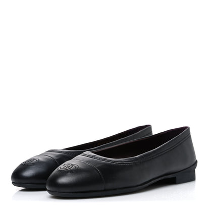 Chanel Lambskin Cap Toe CC Uniform Ballerina Flats 36.5 Black 4 of 10