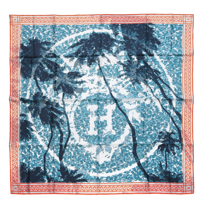 Hermes Silk A Beverly Hills Scarf 90 Orange Bleu Blanc 1 of 6