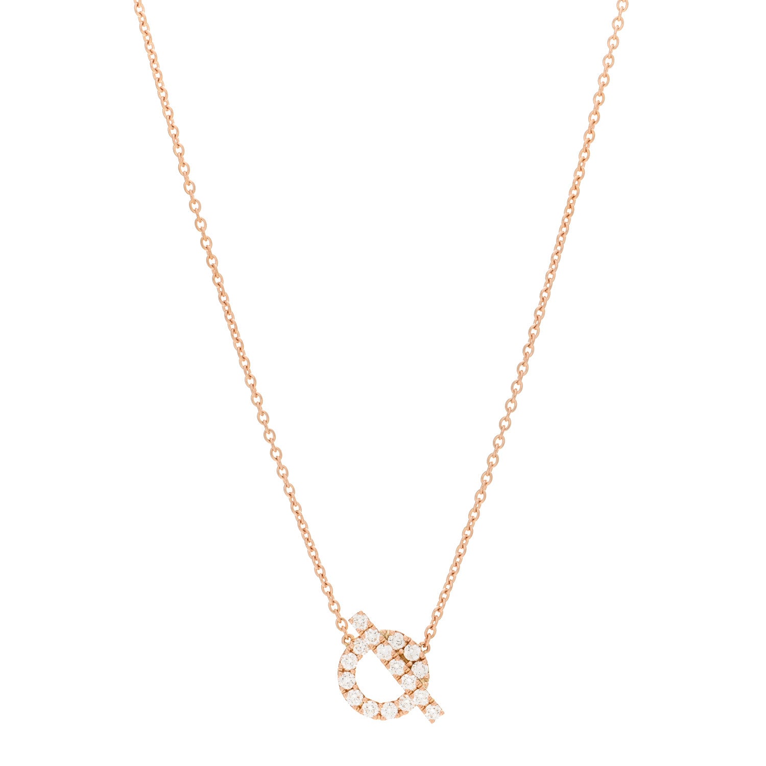 Hermes 18K Rose Gold Diamond Finesse Pendant Necklace 1 of 5