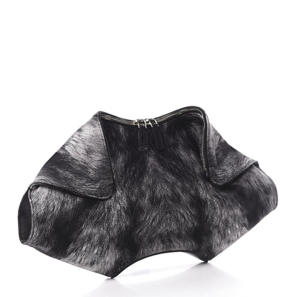 Alexander McQueen Silk Fur Print De Manta Clutch Black Grey 3 of 11