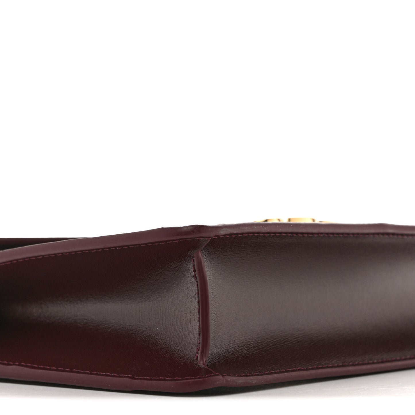 Shiny Calfskin Triomphe Margo Wallet on Chain Burgundy