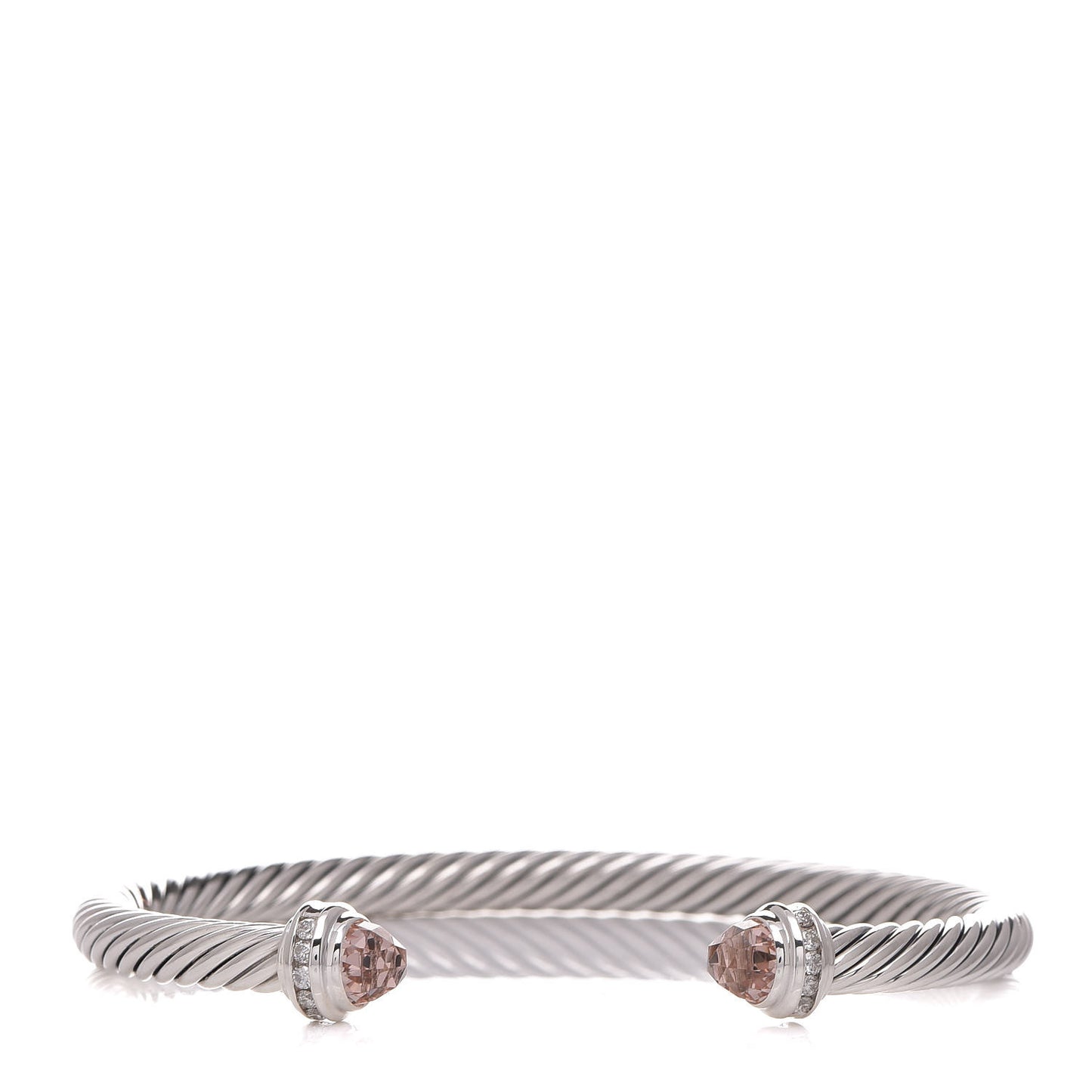 Sterling Silver Diamond Morganite 5mm Cable Classics Bracelet
