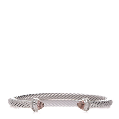 David Yurman Sterling Silver Diamond Morganite 5mm Cable Classics Bracelet 1 of 6