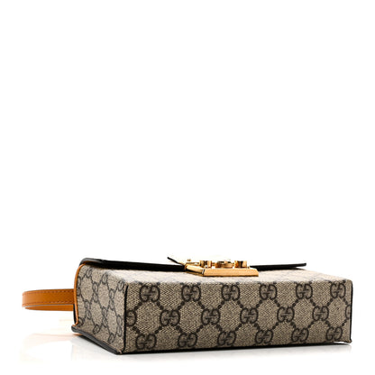 Gucci GG Supreme Monogram New Sakai Calfskin Mini Padlock Top Handle Shoulder Bag Beige Ebony Mystic White Sun Oil 3 of 9