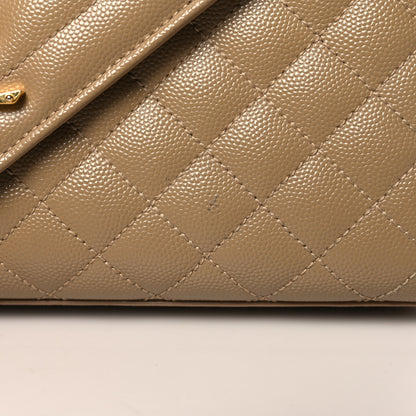 Saint Laurent Grain De Poudre Textured Mixed Matelasse Medium Triquilt Monogram Satchel Dark Latte 10 of 10
