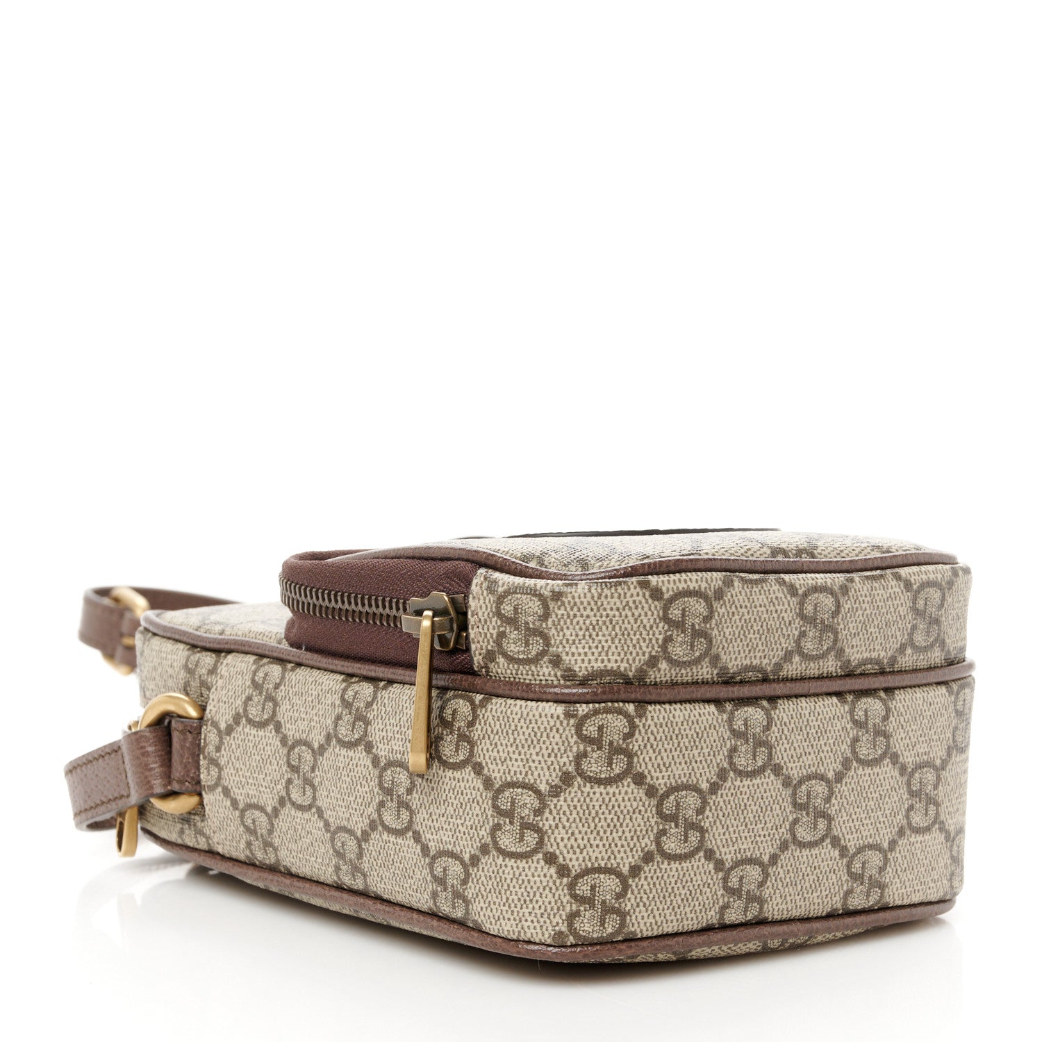 Gucci GG Supreme Monogram Mini Neo Vintage Double Zip Messenger Bag Beige New Acero Crop 4 of 10
