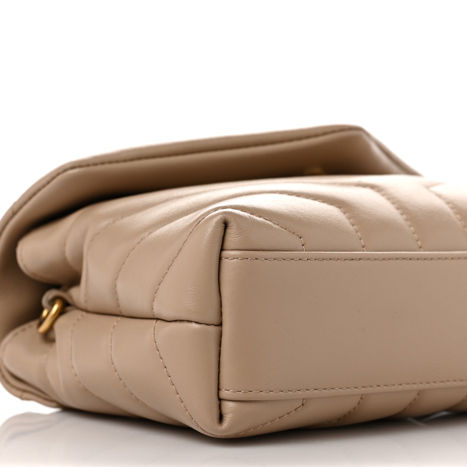 Saint Laurent Calfskin Y Quilted Monogram Toy Loulou Crossbody Bag Dark Beige 4 of 9