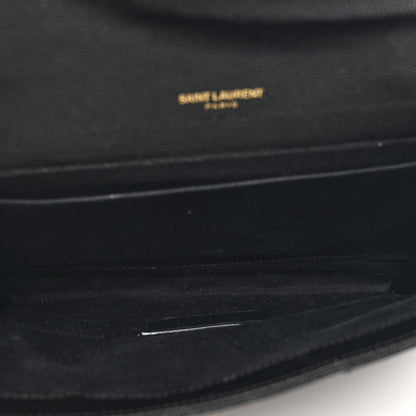 Saint Laurent Grain De Poudre Matelasse Chevron Monogram Cassandre Flap Pouch Black 5 of 7