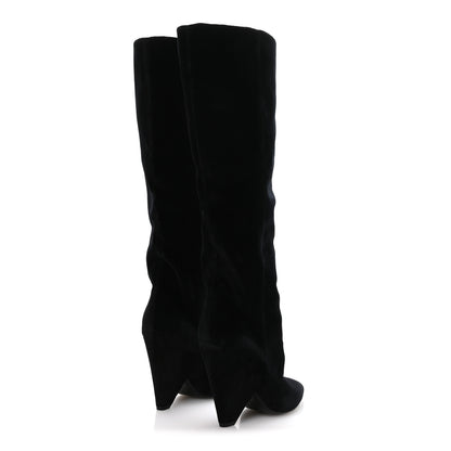 Saint Laurent Velvet Niki 105 Thigh High Boots 37.5 Black 5 of 8