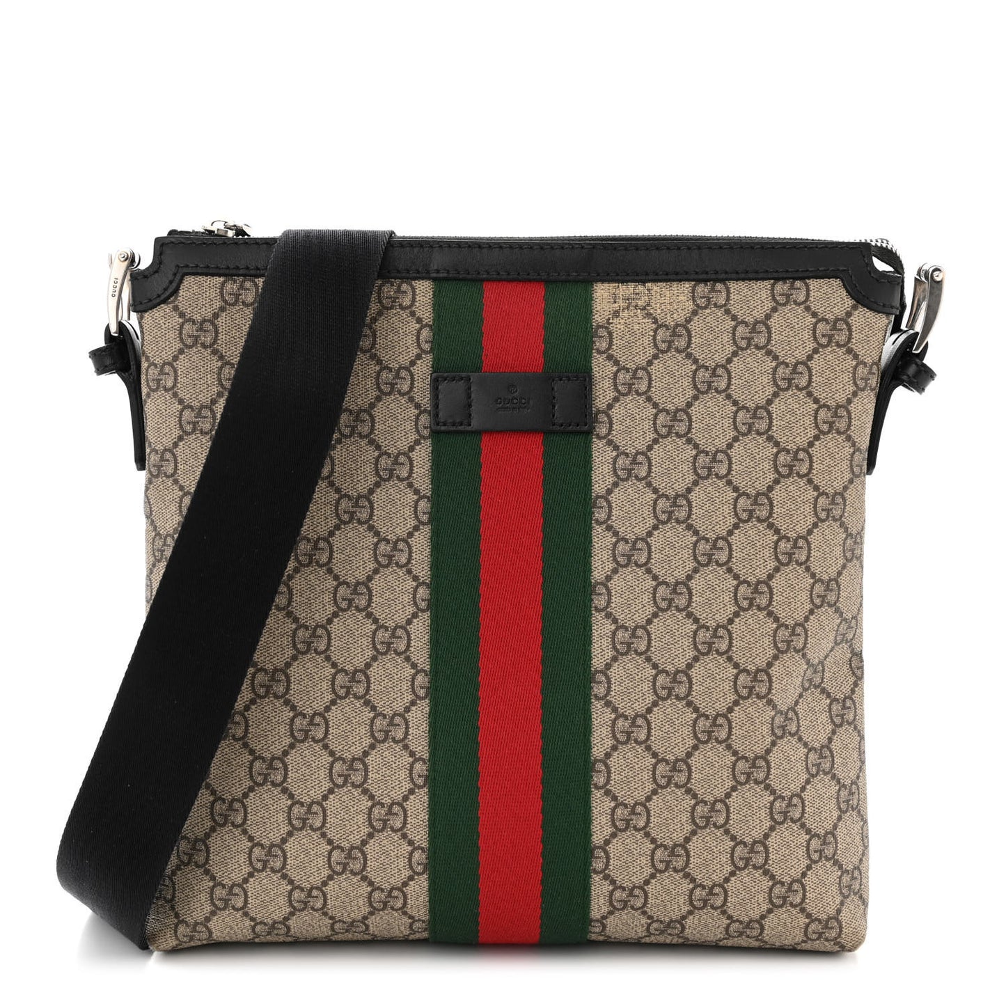GG Supreme Monogram Web Messenger Bag Black