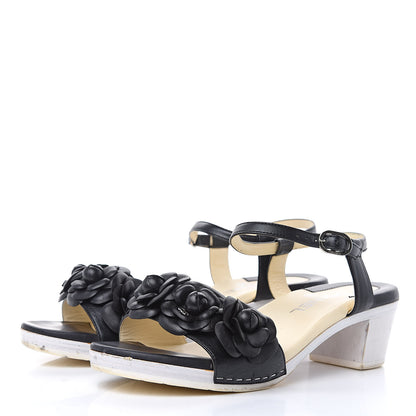Chanel Calfskin Camellia Sandals 39 Black 4 of 11