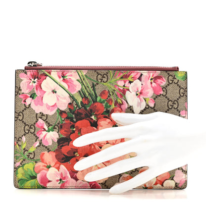 Gucci GG Supreme Monogram Blooms Small Zip Pouch Beige Multicolor Dry Rose 2 of 7