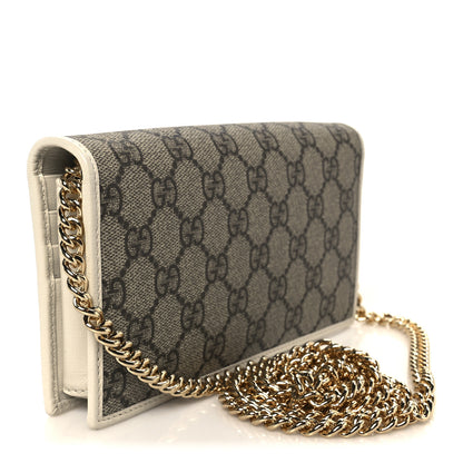 Gucci GG Supreme Monogram Azalea Calfskin Horsebit 1955 Wallet On Chain Beige Ebony Mystic White 3 of 10