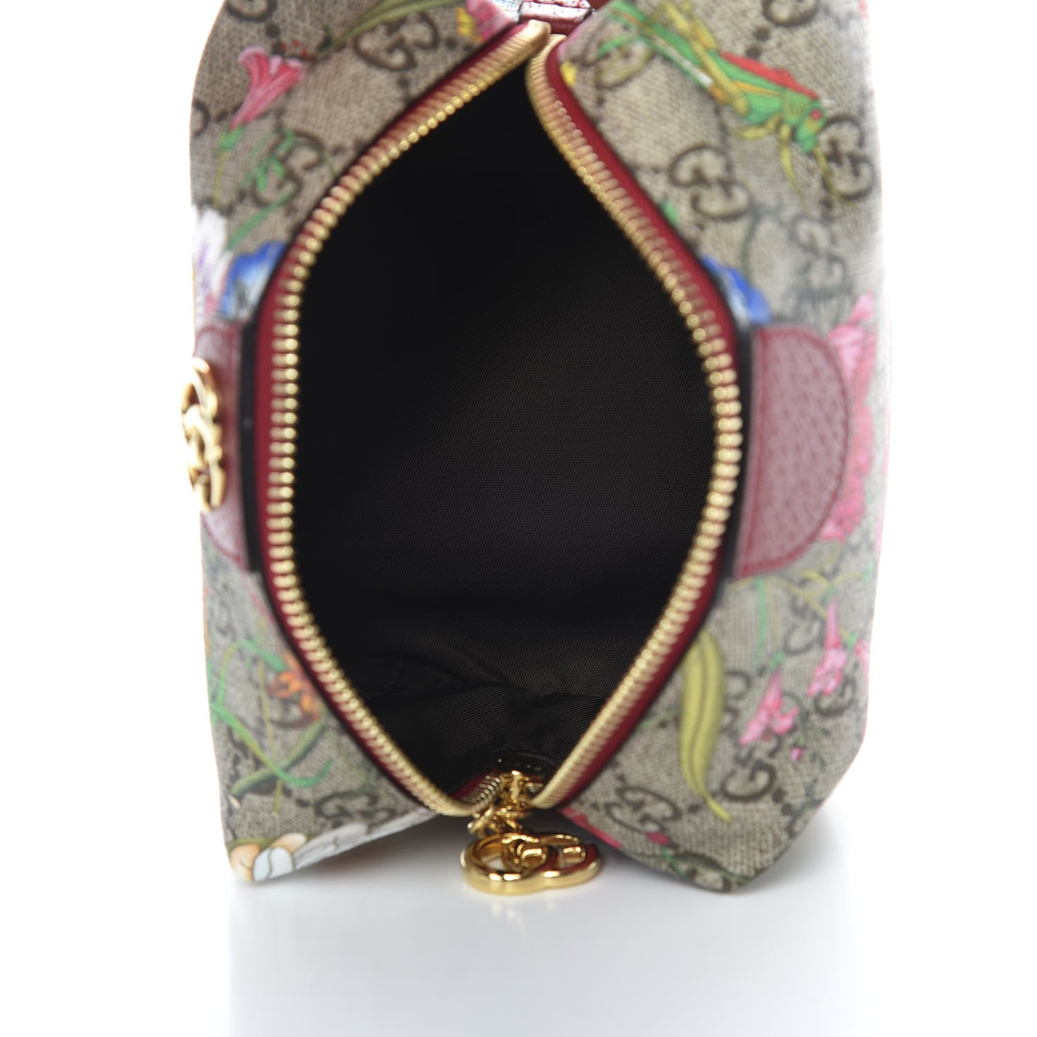 Gucci Soft GG Supreme Monogram Flora Calfskin Medium Ophidia Cosmetic Case Beige Ebony Multicolor Rosso 5 of 9