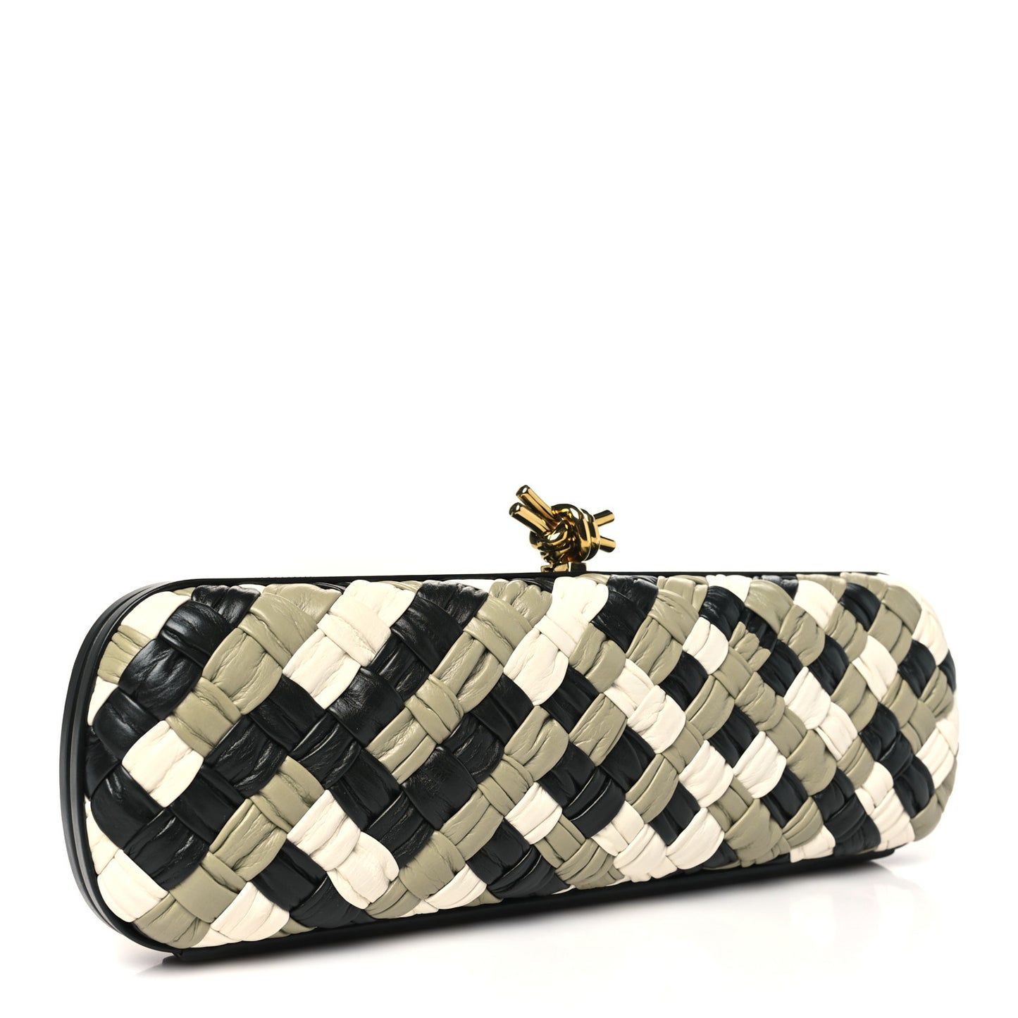 Nappa Intrecciato Stretch Knot Box Clutch Black Multicolor