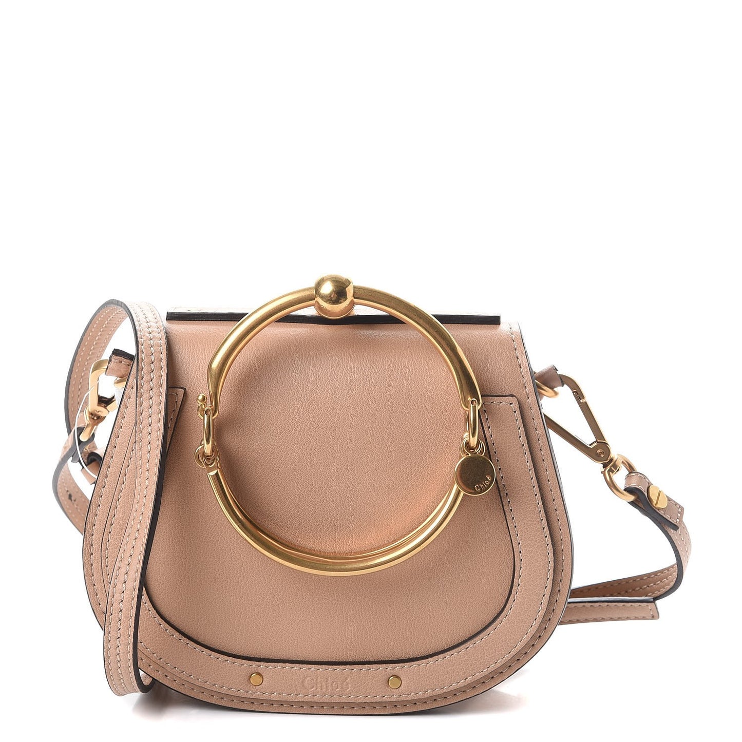 Calfskin Suede Small Nile Bracelet Bag Biscotti Beige