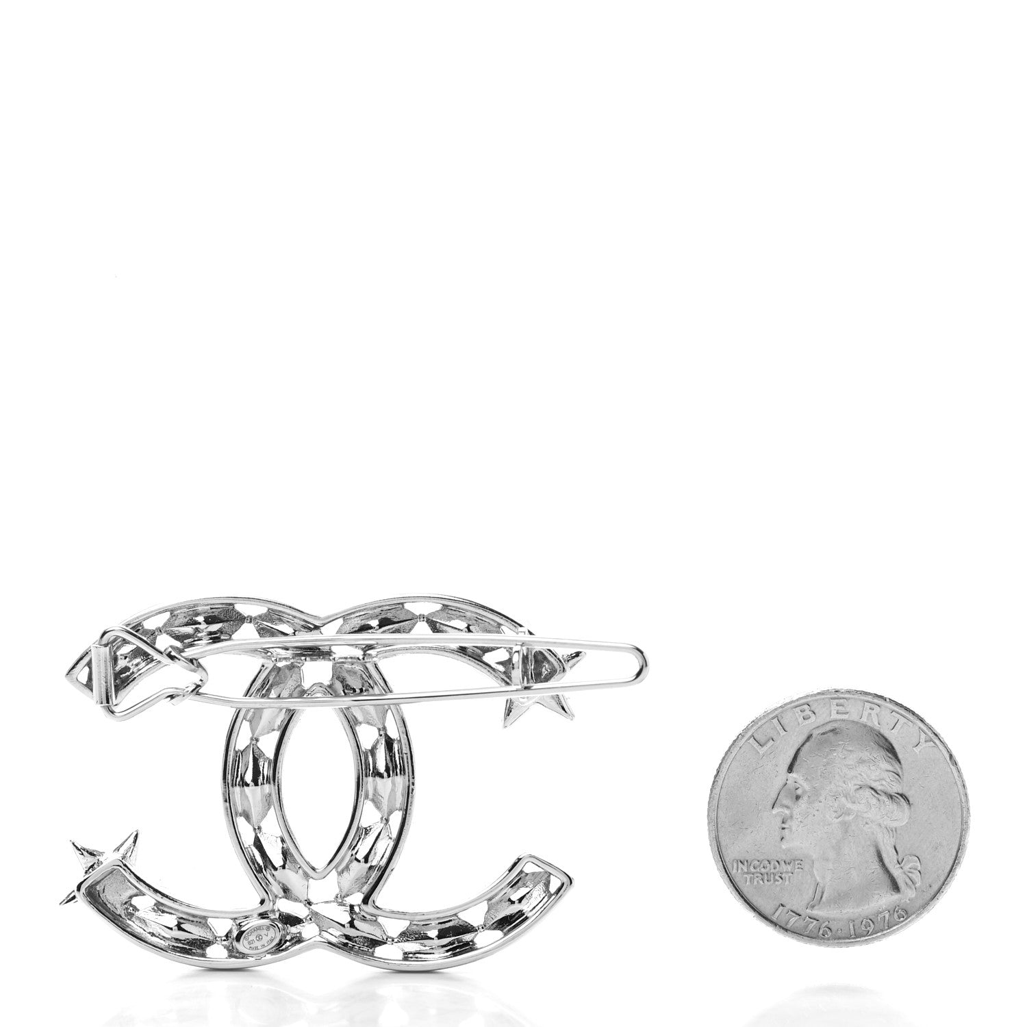 Chanel Crystal Starfall CC Hair Clip Silver 2 of 4