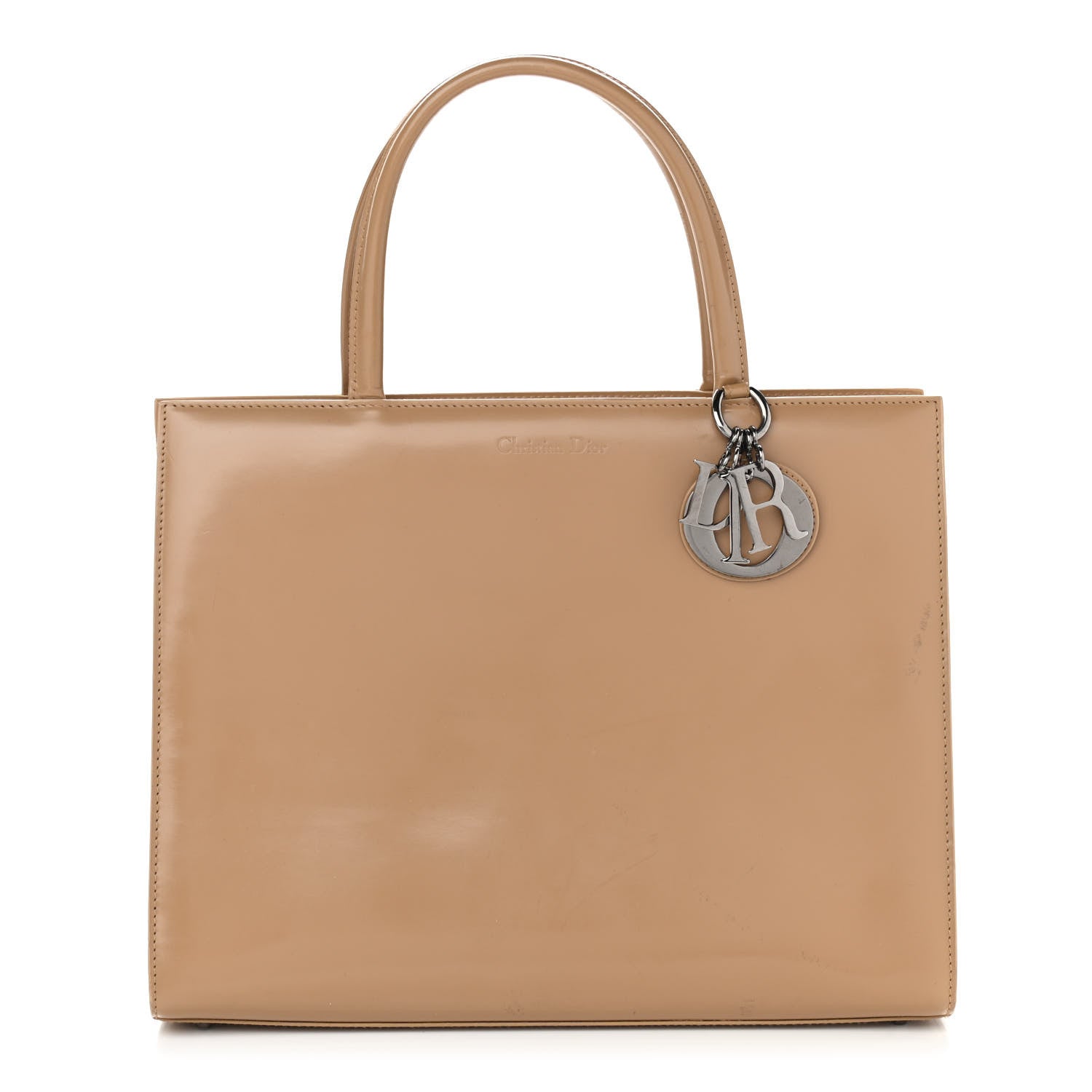Christian Dior Glazed Calfskin Nylon Lady Dior Tote Beige 1 of 14