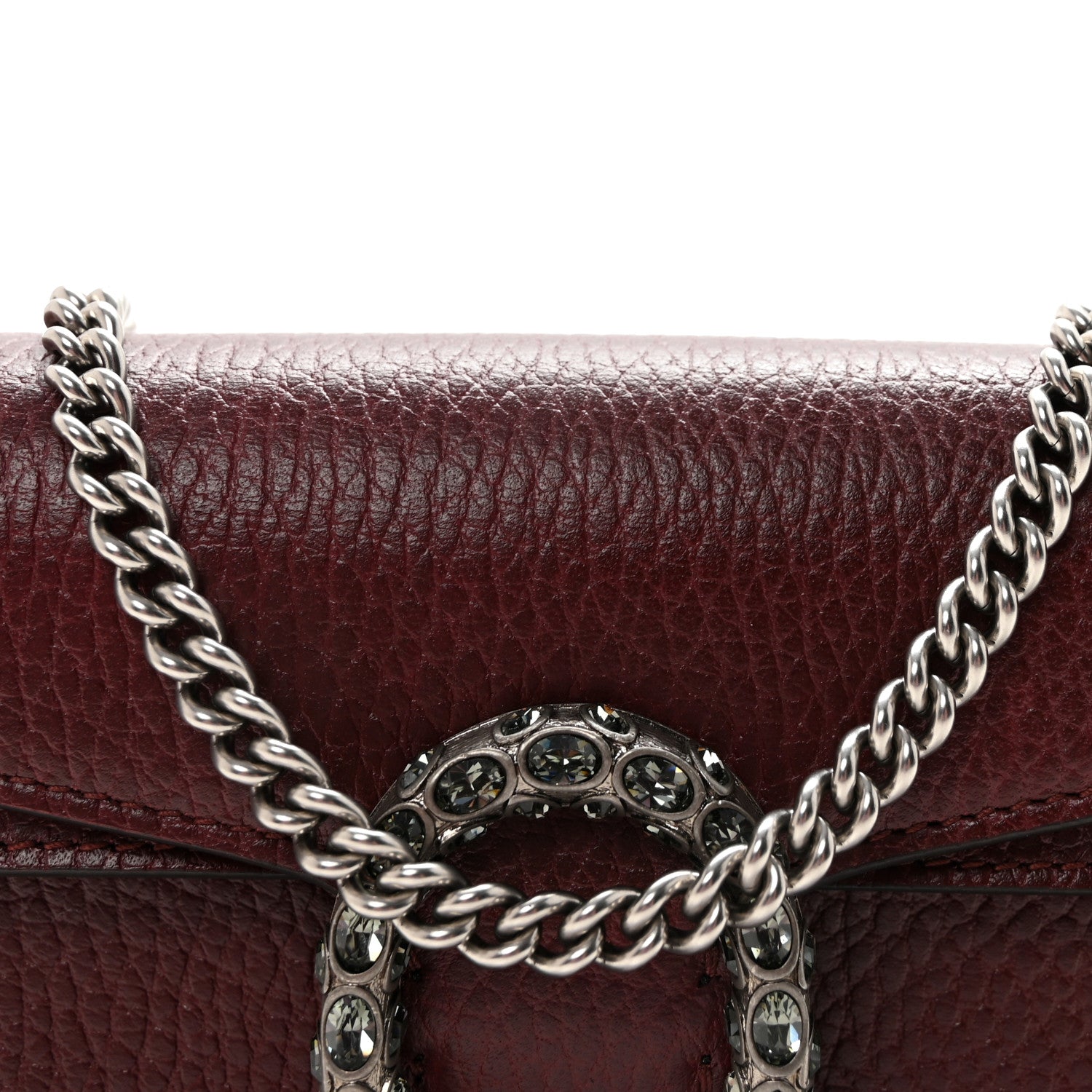 Gucci Dollar Calfskin Crystal Super Mini Dionysus Shoulder Bag Vintage Bordeaux Black Diamond 7 of 9