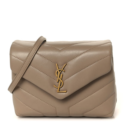 Saint Laurent Calfskin Y Quilted Monogram Toy Loulou Crossbody Bag Dark Beige 1 of 11