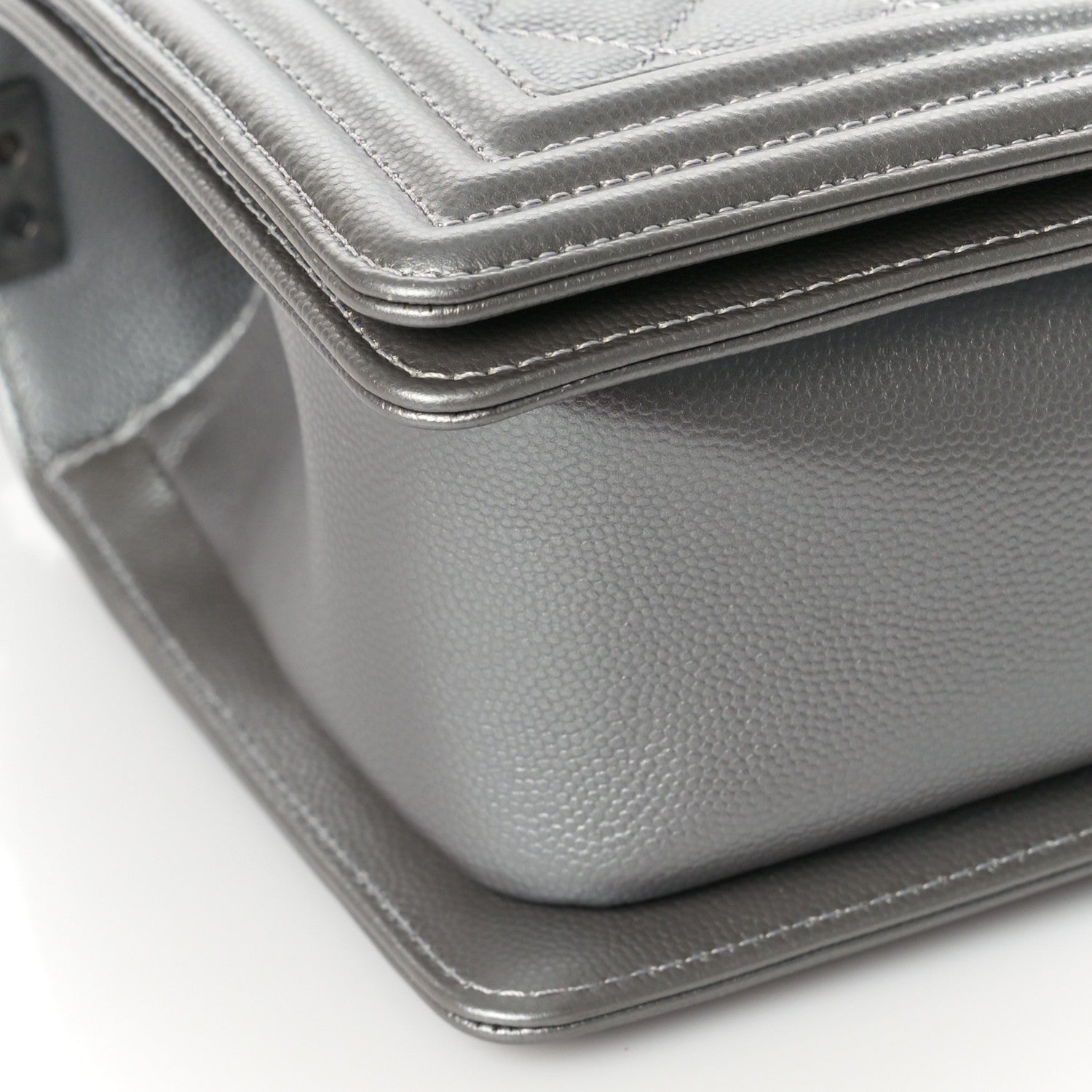 Chanel Metallic Caviar Quilted Medium Boy Flap Silver 8 of 10