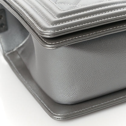 Chanel Metallic Caviar Quilted Medium Boy Flap Silver 8 of 10