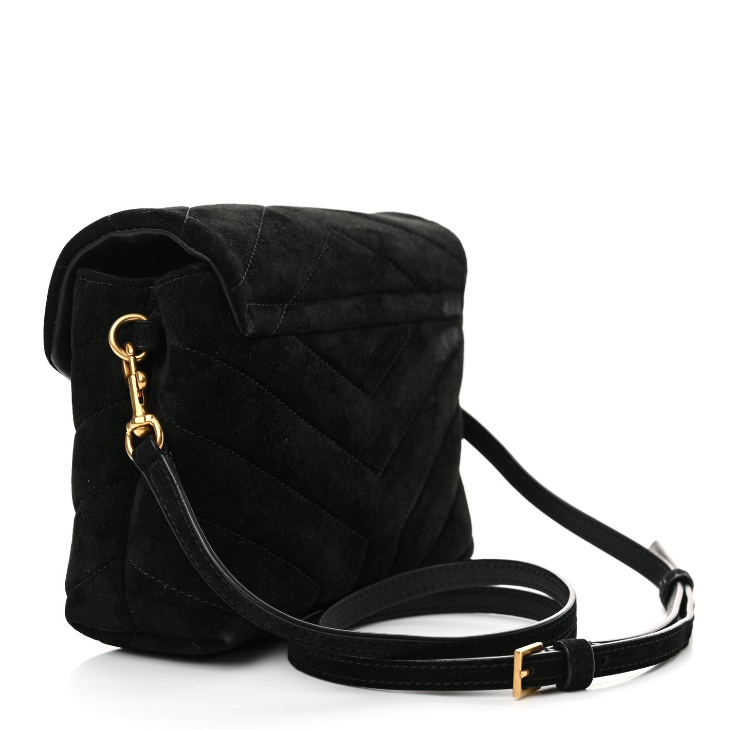 Saint Laurent Suede Y Quilted Monogram Toy Loulou Crossbody Bag Black 3 of 12