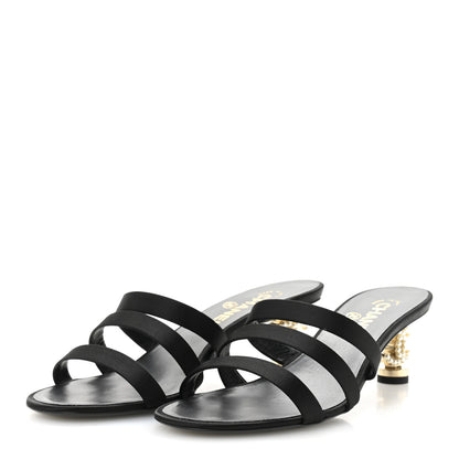 Chanel Satin Pearl CC Mule Sandals 40 Black 4 of 9