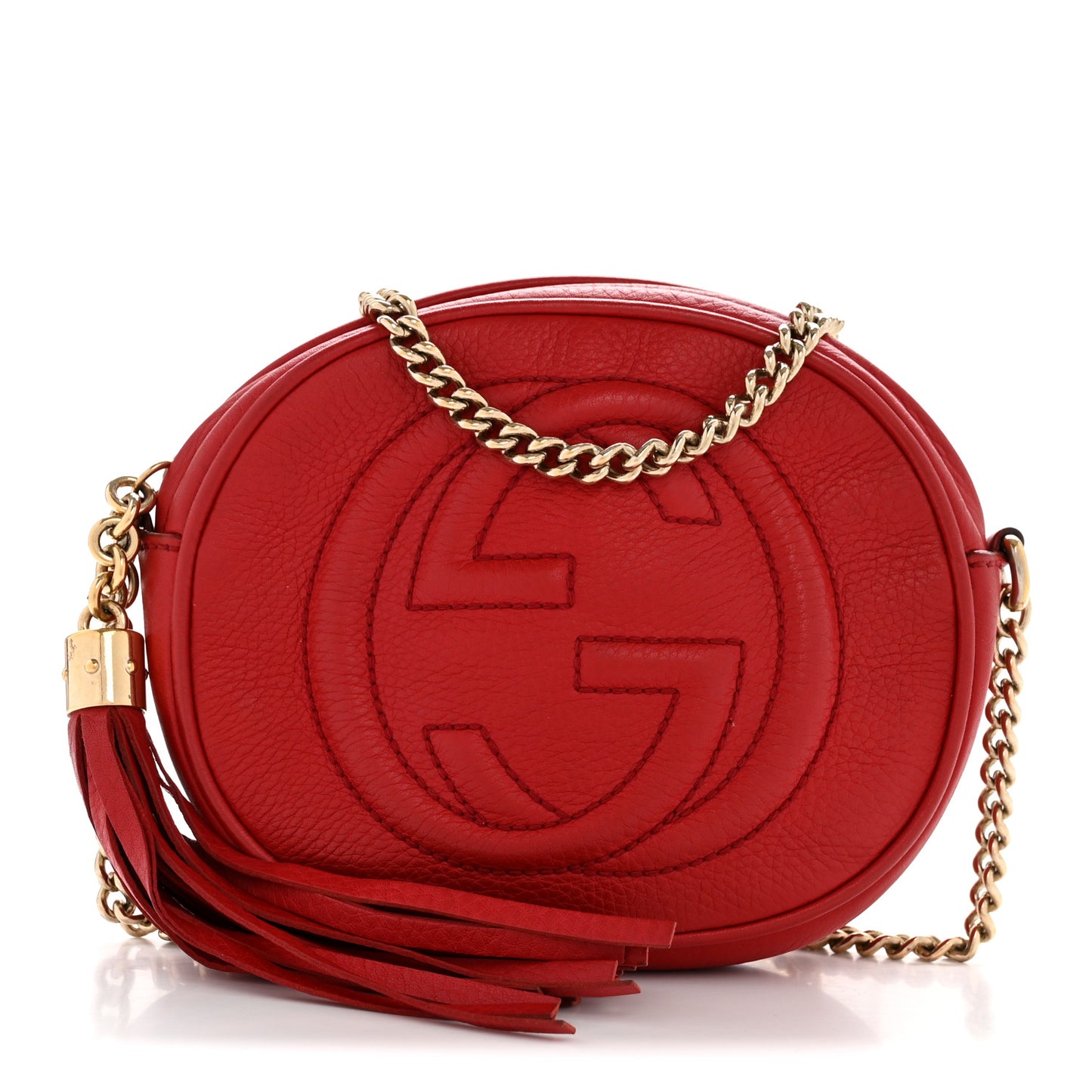 Pebbled Calfskin Mini Soho Chain Bag Tabasco Red
