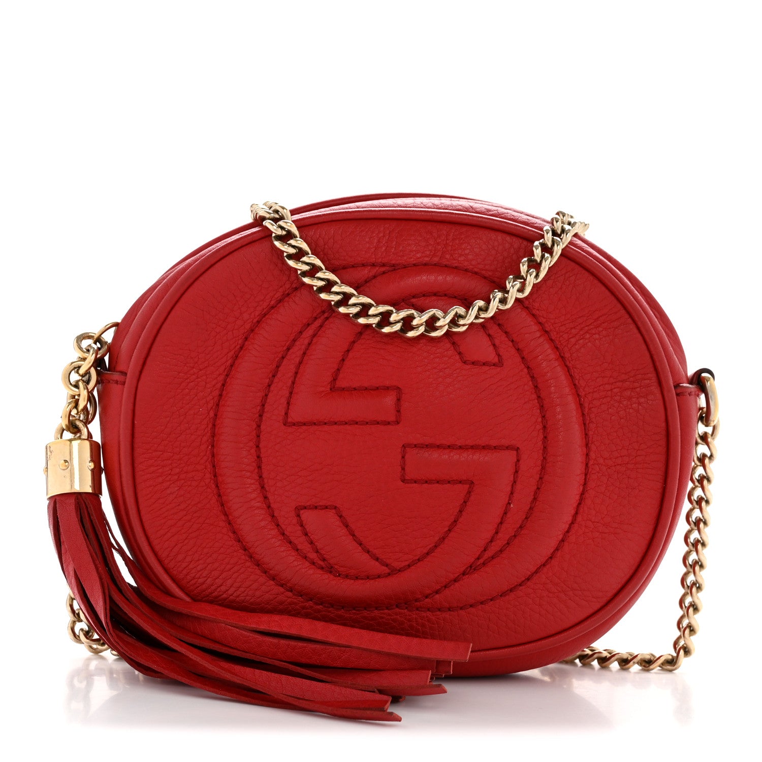 Gucci Pebbled Calfskin Mini Soho Chain Bag Tabasco Red 1 of 11