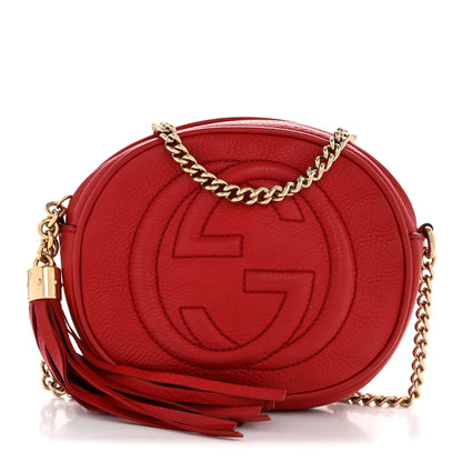 Gucci Pebbled Calfskin Mini Soho Chain Bag Tabasco Red 1 of 11