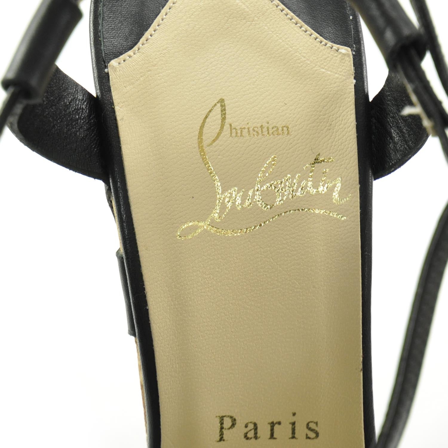 Christian Louboutin Miss Cristo Platform Wedge Sandals 38 Black 7 of 7