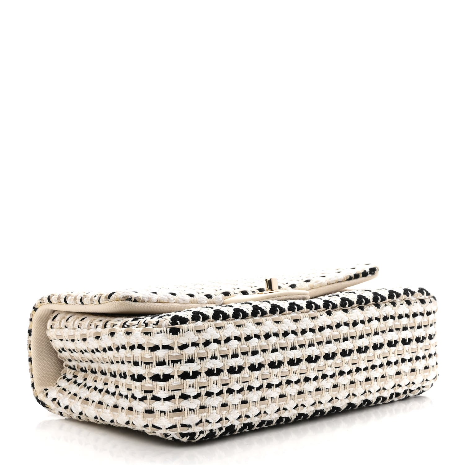 Chanel Cotton Raffia Lambskin Woven Medium Single Flap Beige Beige Black 3 of 10