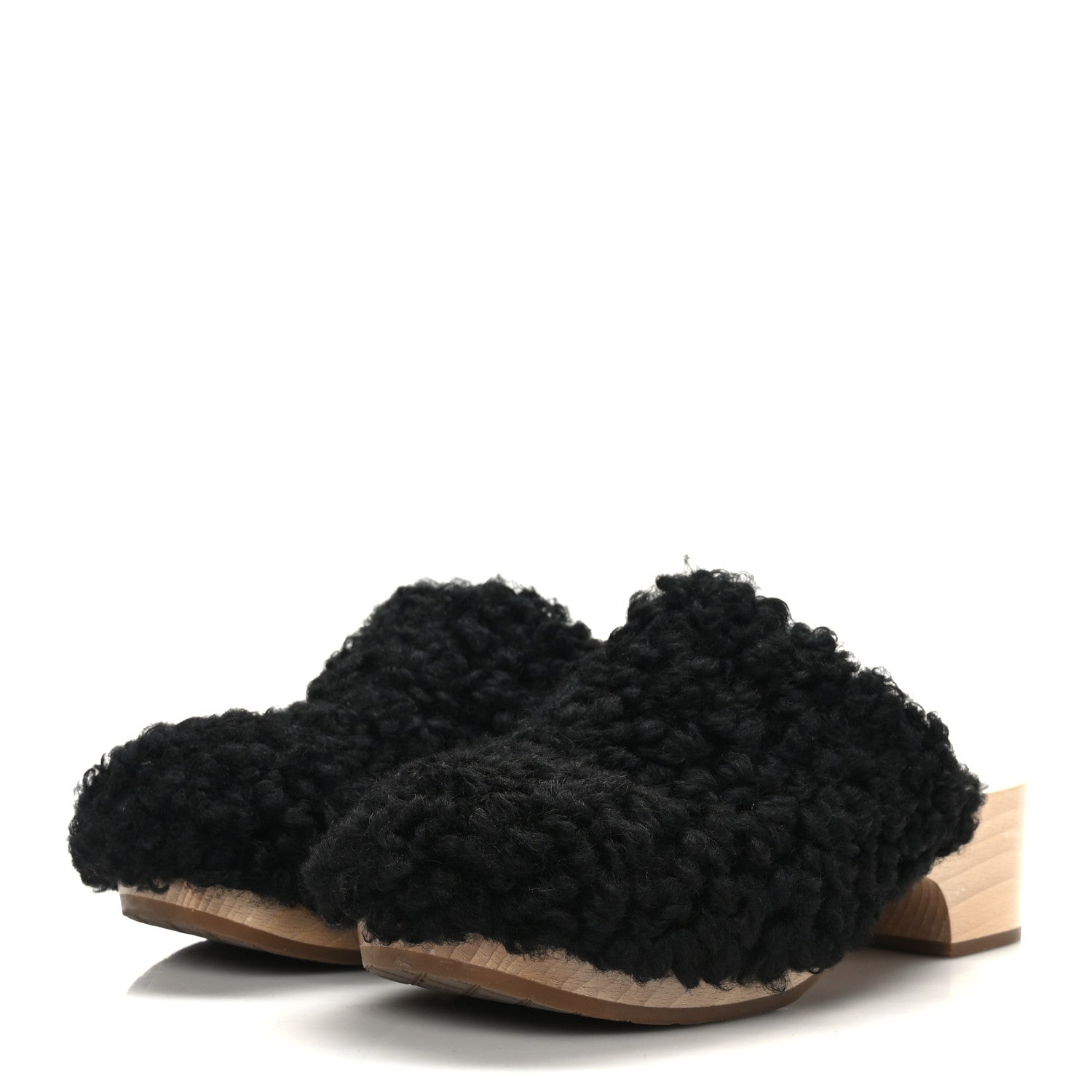 Chanel Shearling Lambskin Clogs 39 Black 3 of 8