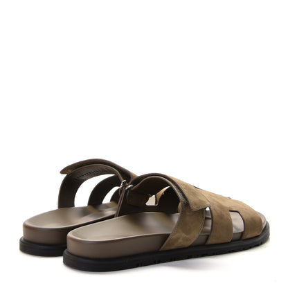 Hermes Suede Goatskin Mens Chypre Sandals 42.5 Vert Army 3 of 12