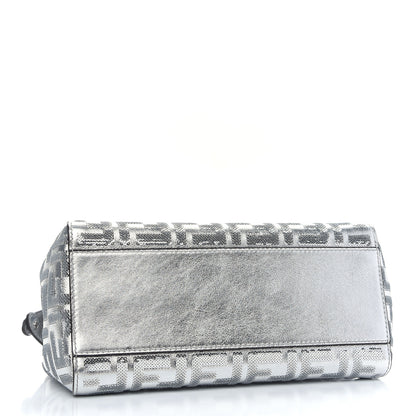 Fendi Vitello Catalan Mirror Sequin FF 1974 Embroidered Mini Peekaboo Iconic Satchel Argento 4 of 8