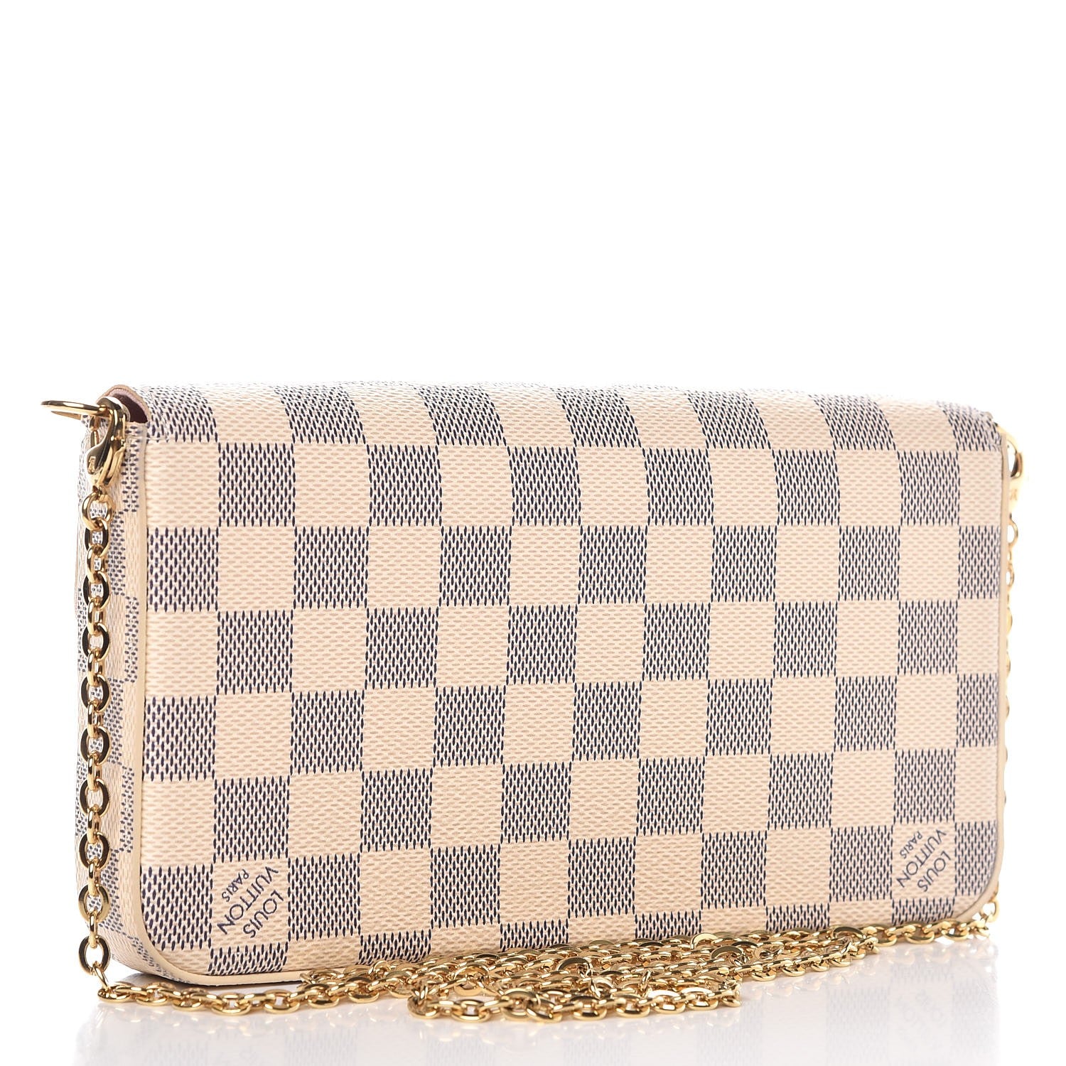 Louis Vuitton Damier Azur Pochette Felicie Chain Wallet Rose Ballerine 3 of 10